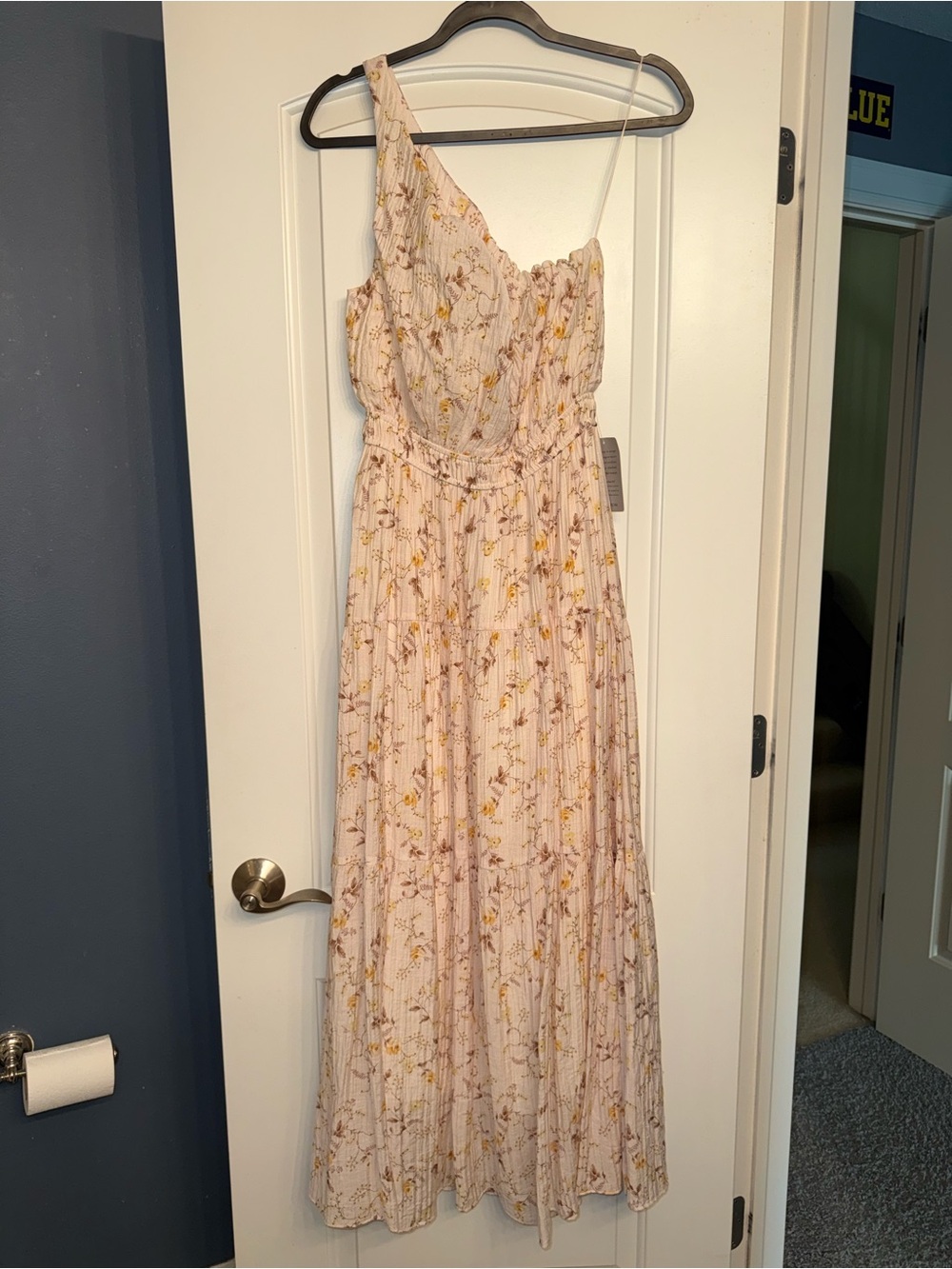 Nordstrom Blush Pink One-Shoulder Floral Maxi Dress